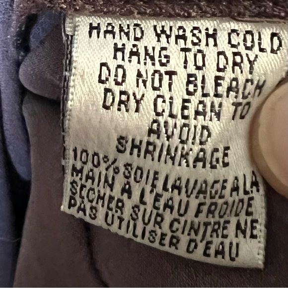 **FLAWED** Eileen Fisher 100% Silk Blouse Purple 'ish Gray Pullover Long Sleeve - Picture 8 of 9